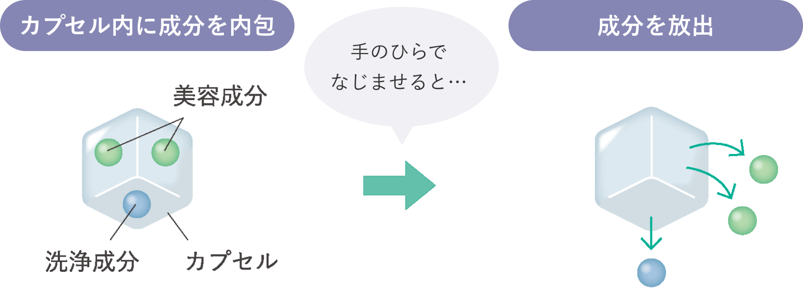 美容成分がじゅわりとろける微粒子カプセル