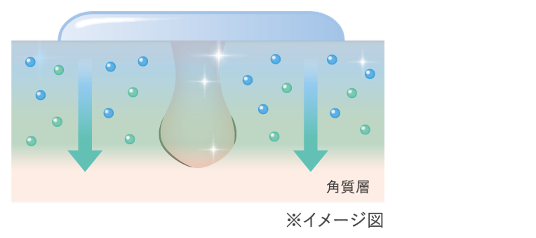 化粧水のうるおいが肌に浸透していく状態