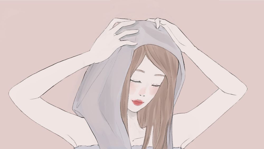 タオルドライをしている様子