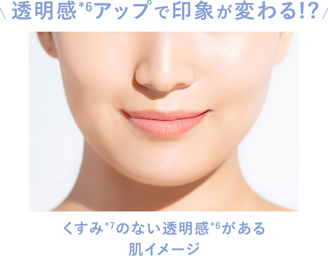 透明感＊6アップで印象が変わる!?　くすみ＊7のない透明感＊6がある肌イメージ