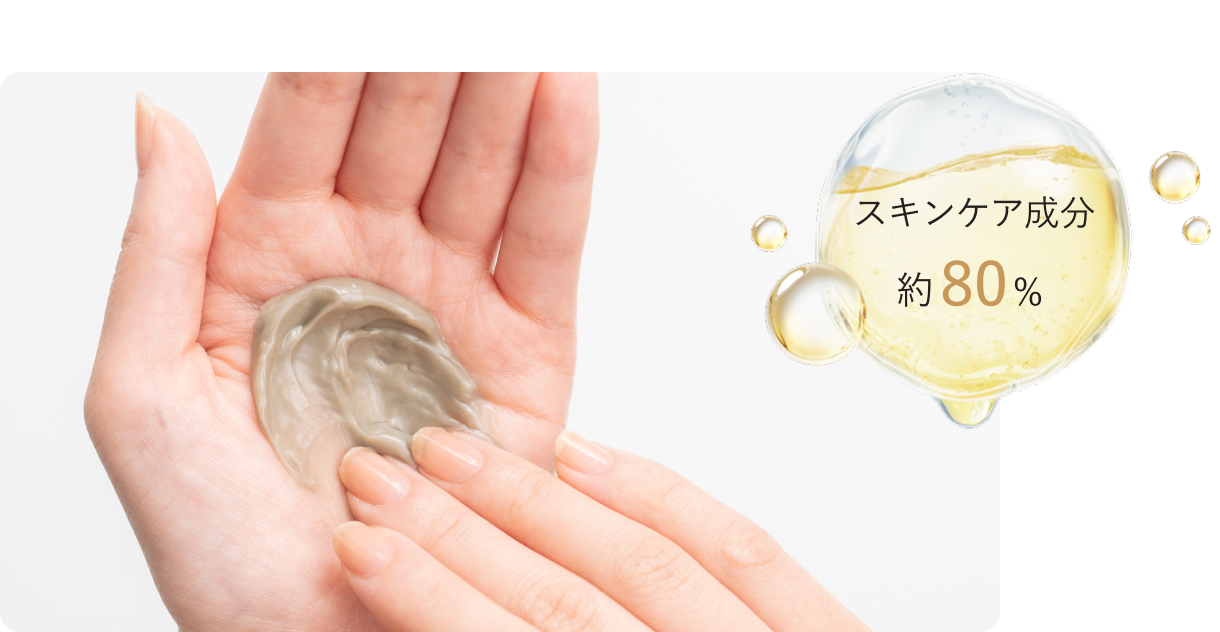 約80％のスキンケア成分配合