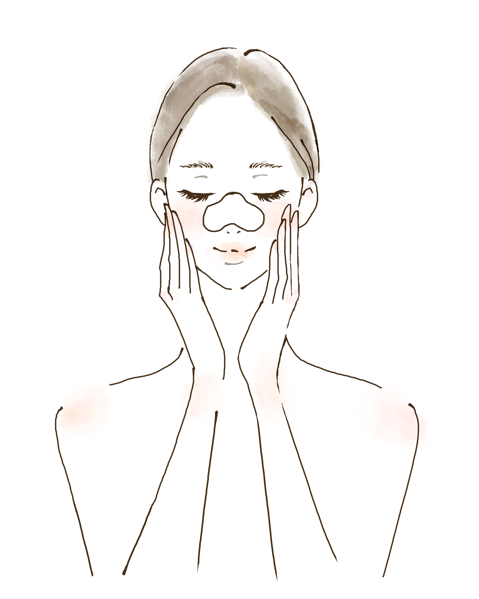 イラスト_スキンケアする女性