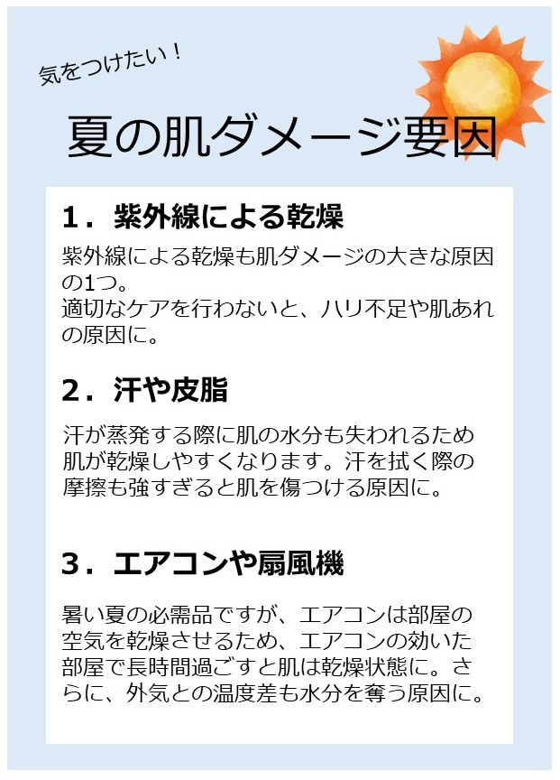 夏の肌ダメージ要因