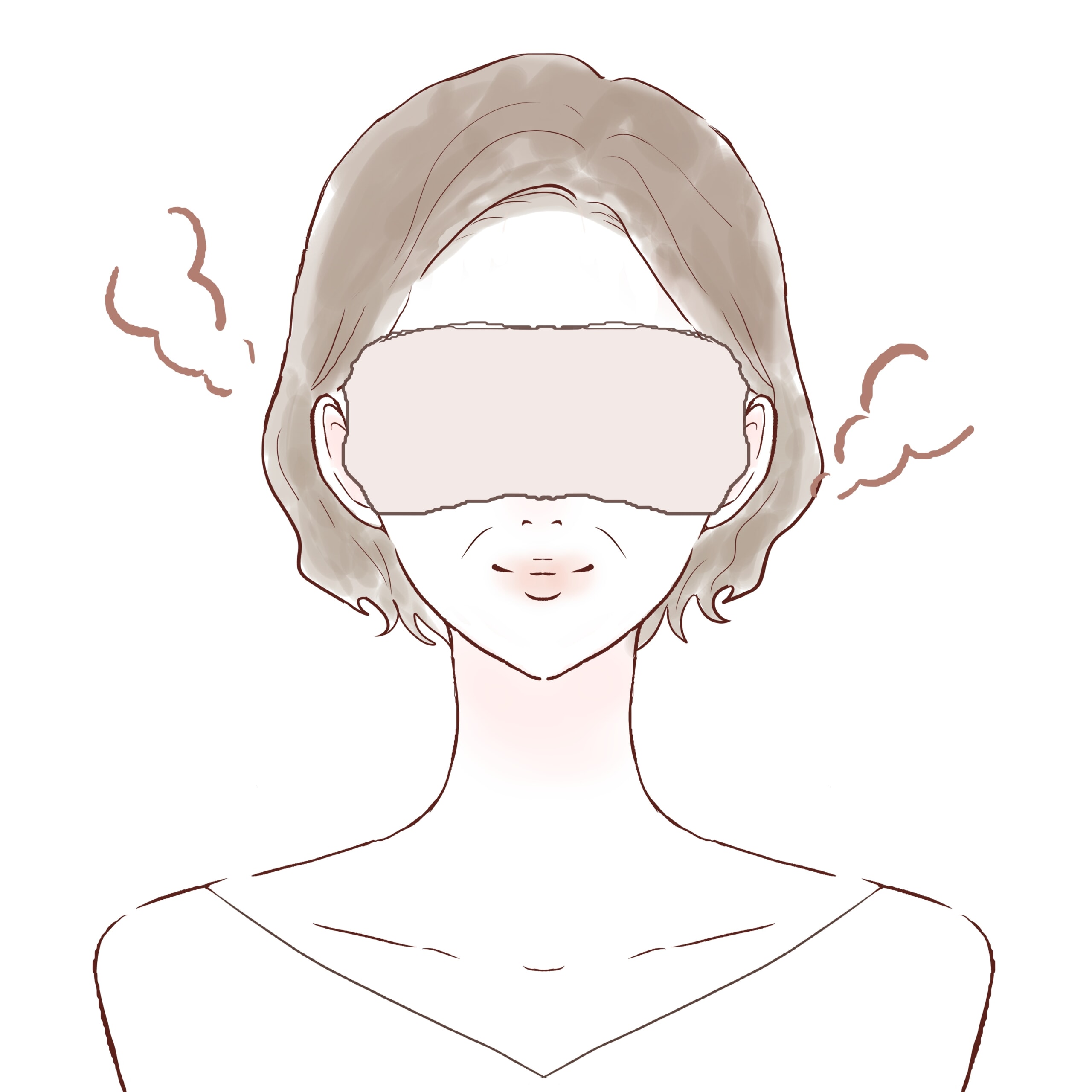 目元をあたためる女性イラスト