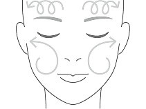 顔全体に広げ円を描くように1分程度、なじませます。