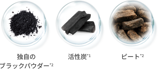 独自のブラックパウダー*2 活性炭*1 ピート*2