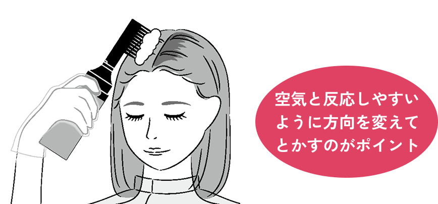 乾いた髪に塗布し、放置します