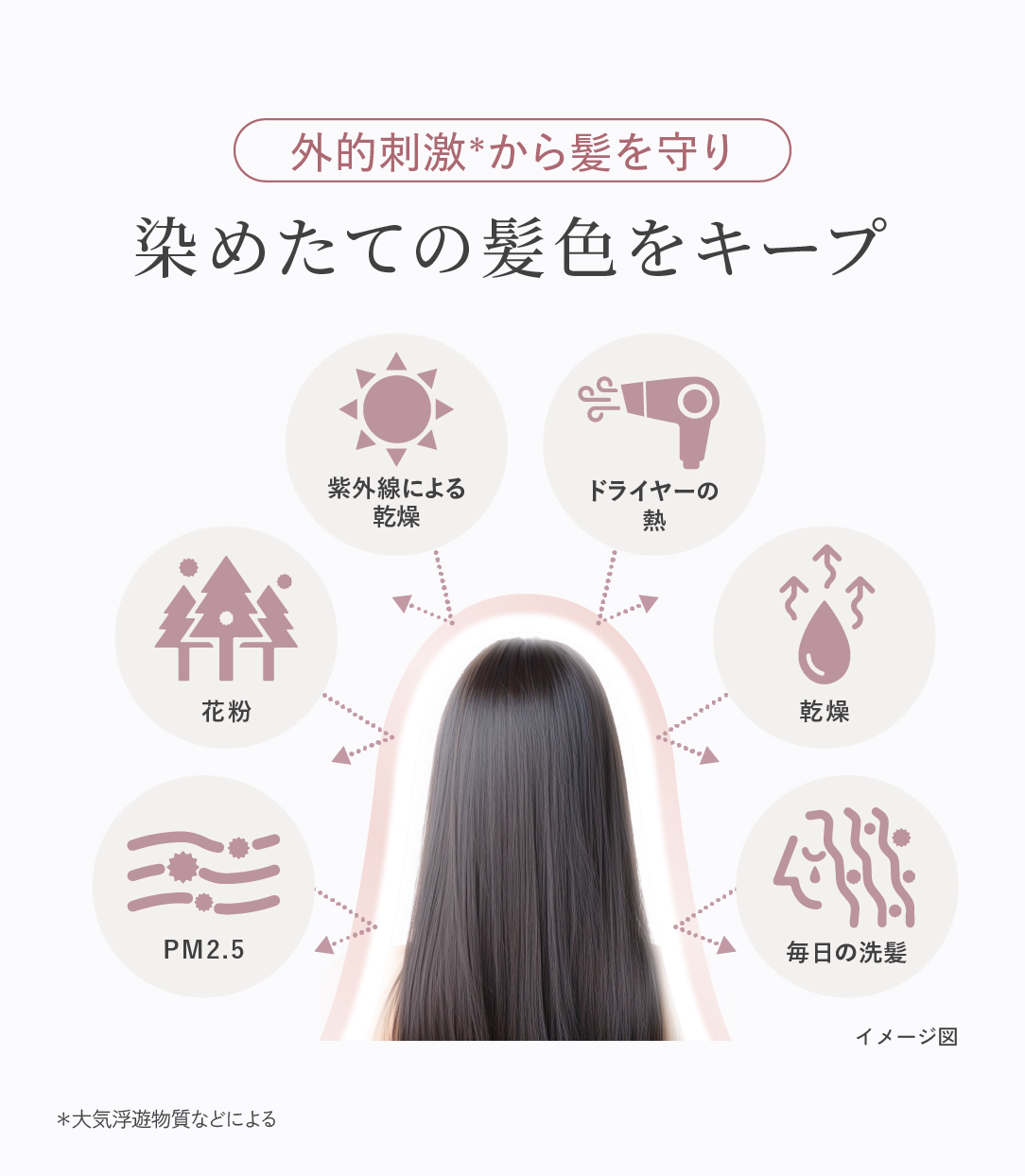 外的刺激から髪を守るイメージ画像